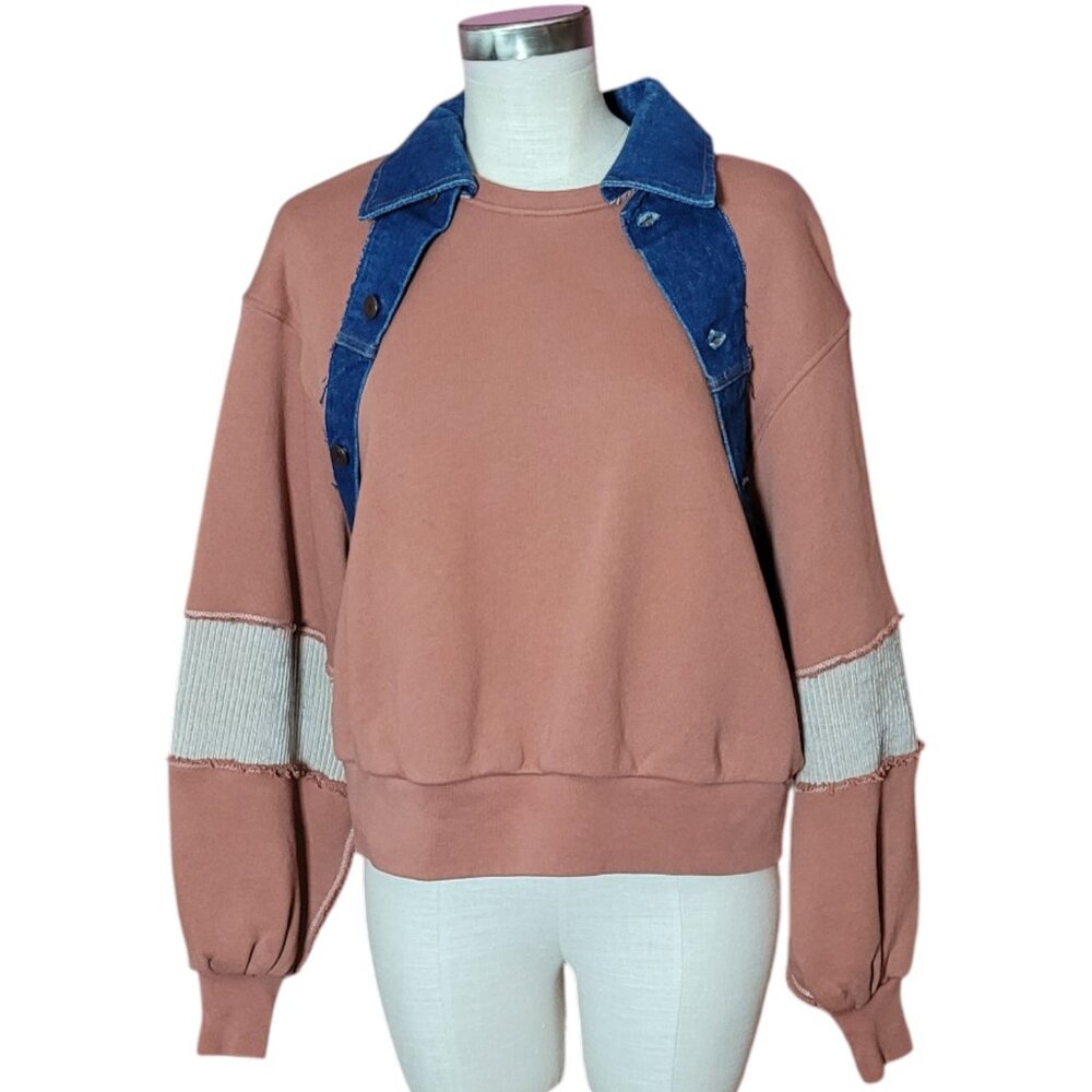 Sessun Jerez Color Block Sweatshirt With Denim Co… - image 2